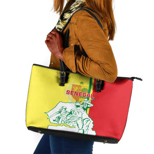 Senegal Independence Day Leather Tote Bag - Un Peuple, Un But, Une Foi, 64th Anniversary