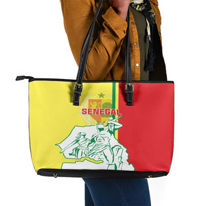 Senegal Independence Day Leather Tote Bag - Un Peuple, Un But, Une Foi, 64th Anniversary