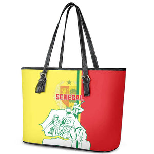 Senegal Independence Day Leather Tote Bag - Un Peuple, Un But, Une Foi, 64th Anniversary