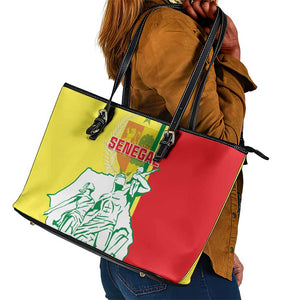 Senegal Independence Day Leather Tote Bag - Un Peuple, Un But, Une Foi, 64th Anniversary