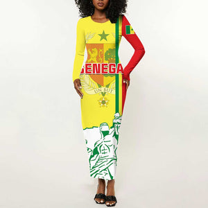 Senegal Independence Day Long Sleeve Bodycon Dress - Un Peuple, Un But, Une Foi, 64th Anniversary