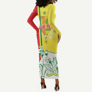 Senegal Independence Day Long Sleeve Bodycon Dress - Un Peuple, Un But, Une Foi, 64th Anniversary