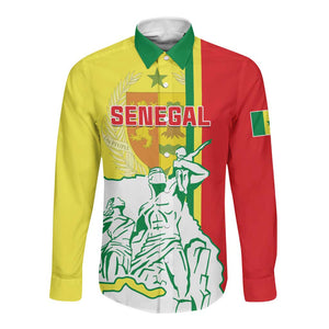 Senegal Independence Day Long Sleeve Button Shirt - Un Peuple, Un But, Une Foi, 64th Anniversary