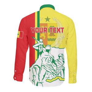 Senegal Independence Day Long Sleeve Button Shirt - Un Peuple, Un But, Une Foi, 64th Anniversary