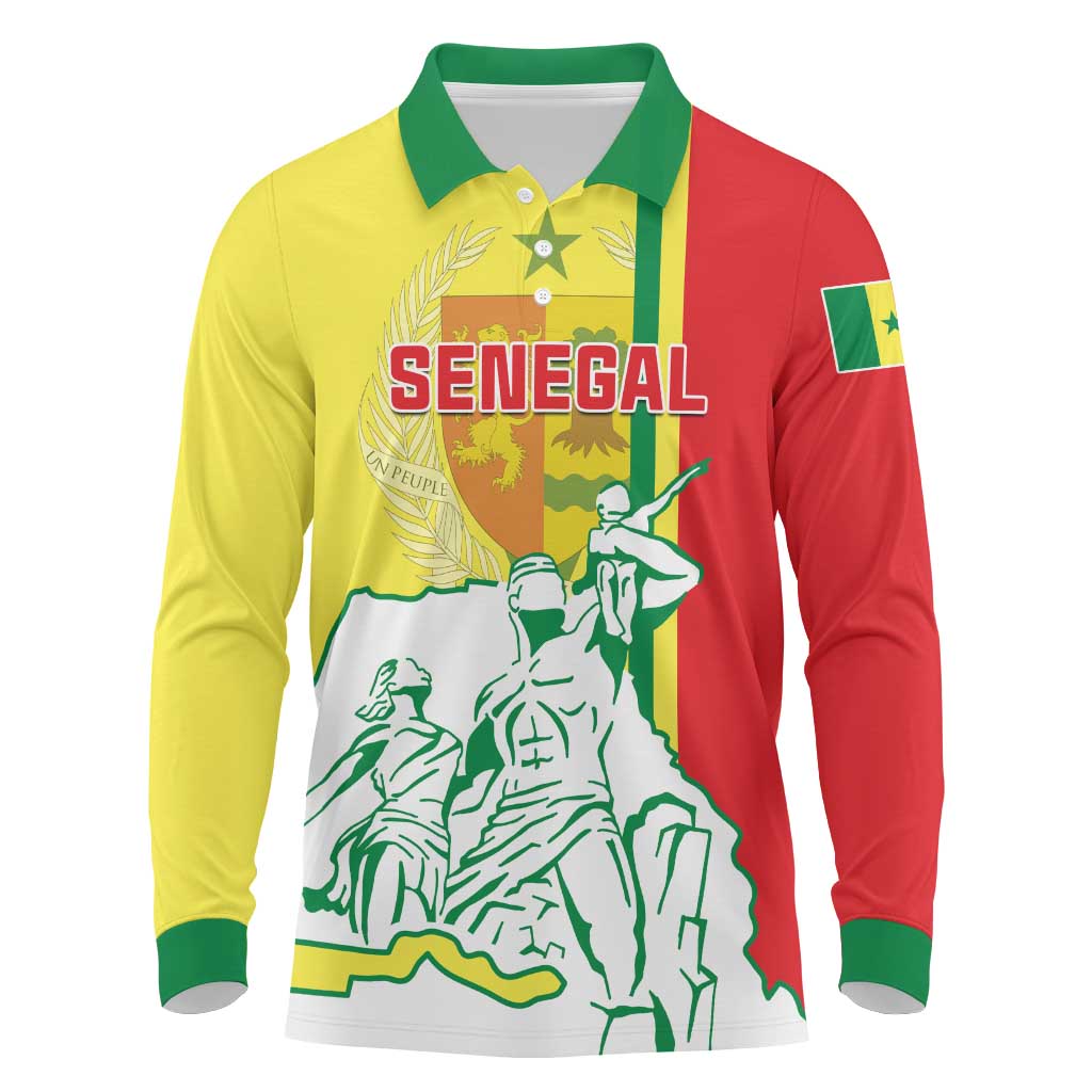 Senegal Independence Day Long Sleeve Polo Shirt - Un Peuple, Un But, Une Foi, 64th Anniversary