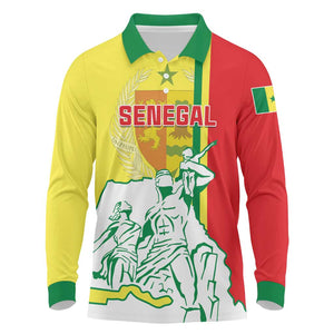 Senegal Independence Day Long Sleeve Polo Shirt - Un Peuple, Un But, Une Foi, 64th Anniversary