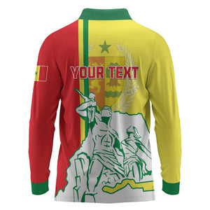 Senegal Independence Day Long Sleeve Polo Shirt - Un Peuple, Un But, Une Foi, 64th Anniversary