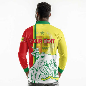 Senegal Independence Day Long Sleeve Polo Shirt - Un Peuple, Un But, Une Foi, 64th Anniversary