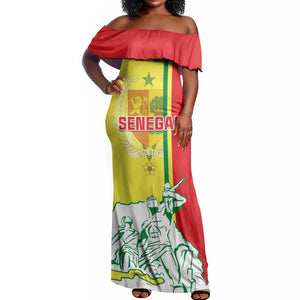 Senegal Independence Day Off Shoulder Maxi Dress - Un Peuple, Un But, Une Foi, 64th Anniversary