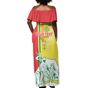 Senegal Independence Day Off Shoulder Maxi Dress - Un Peuple, Un But, Une Foi, 64th Anniversary