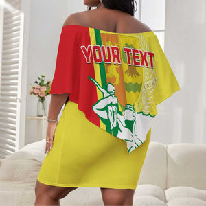 Senegal Independence Day Off Shoulder Short Dress - Un Peuple, Un But, Une Foi, 64th Anniversary LT01