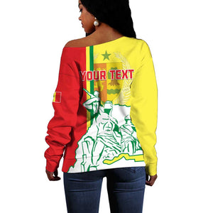 Senegal Independence Day Off Shoulder Sweater - Un Peuple, Un But, Une Foi, 64th Anniversary