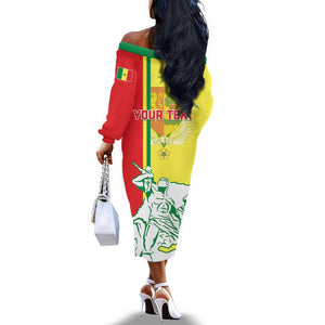 Senegal Independence Day Off The Shoulder Long Sleeve Dress - Un Peuple, Un But, Une Foi, 64th Anniversary