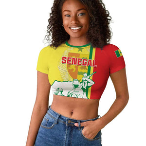 Senegal Independence Day Raglan Cropped T shirt - Un Peuple, Un But, Une Foi, 64th Anniversary