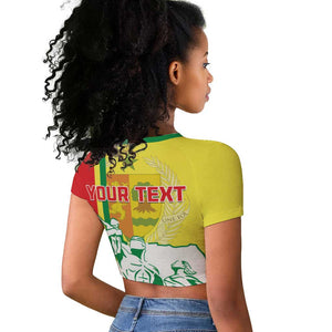 Senegal Independence Day Raglan Cropped T shirt - Un Peuple, Un But, Une Foi, 64th Anniversary