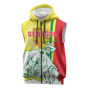 Senegal Independence Day Sleeveless Zip Hoodie - Un Peuple, Un But, Une Foi, 64th Anniversary - African Pride