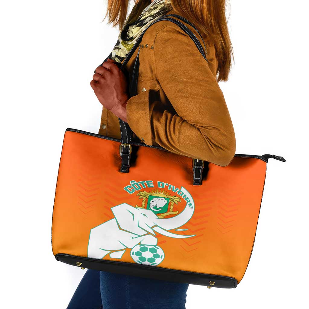 Ivory Coast Football Leather Tote Bag - Go Les Elephants