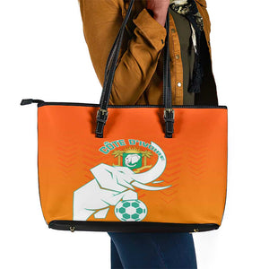 Ivory Coast Football Leather Tote Bag - Go Les Elephants