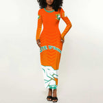 Ivory Coast Football Long Sleeve Bodycon Dress - Go Les Elephants LT01