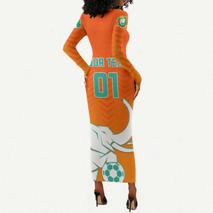 Ivory Coast Football Long Sleeve Bodycon Dress - Go Les Elephants