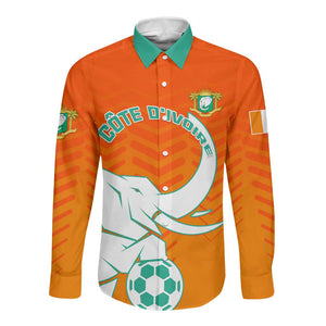 Ivory Coast Football Long Sleeve Button Shirt - Go Les Elephants