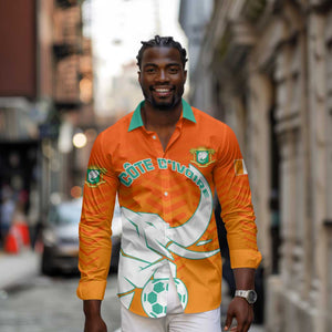 Ivory Coast Football Long Sleeve Button Shirt - Go Les Elephants