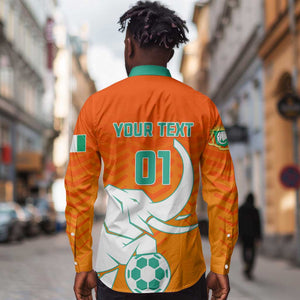 Ivory Coast Football Long Sleeve Button Shirt - Go Les Elephants