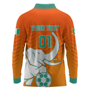 Ivory Coast Football Long Sleeve Polo Shirt - Go Les Elephants