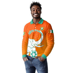 Ivory Coast Football Long Sleeve Polo Shirt - Go Les Elephants