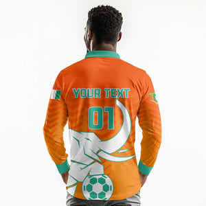 Ivory Coast Football Long Sleeve Polo Shirt - Go Les Elephants