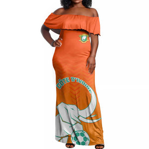 Ivory Coast Football Off Shoulder Maxi Dress - Go Les Elephants