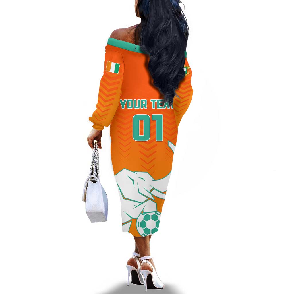 Ivory Coast Football Off The Shoulder Long Sleeve Dress - Go Les Elephants