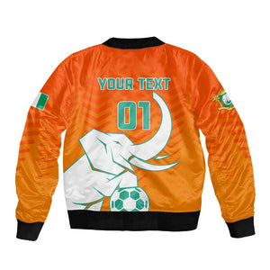 Ivory Coast Football Sleeve Zip Bomber Jacket - Go Les Elephants