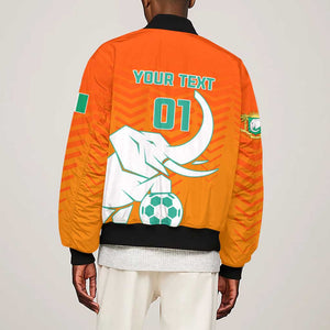 Ivory Coast Football Sleeve Zip Bomber Jacket - Go Les Elephants