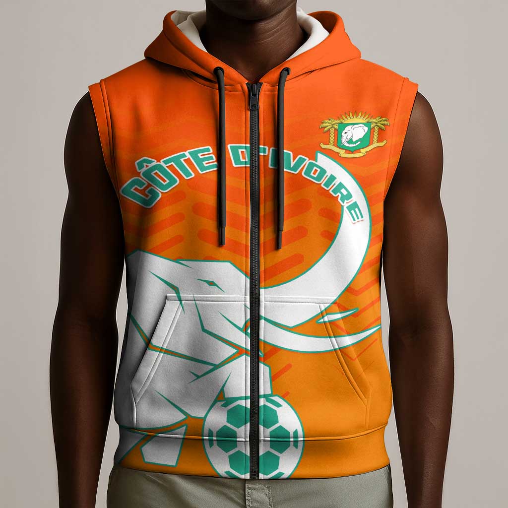 Ivory Coast Football Sleeveless Zip Hoodie - Go Les Elephants - African Pride