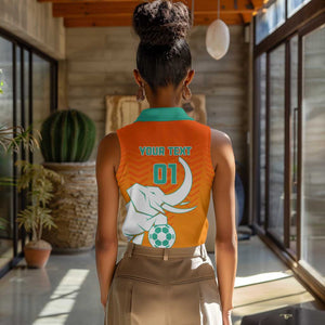 Ivory Coast Football Women Sleeveless Polo Shirt - Go Les Elephants