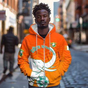 Ivory Coast Football Zip Hoodie - Go Les Elephants