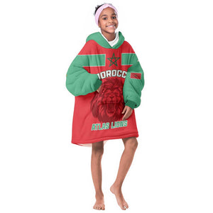 Morocco Football KId Wearable Blanket Hoodie - Go The Atlas Lions