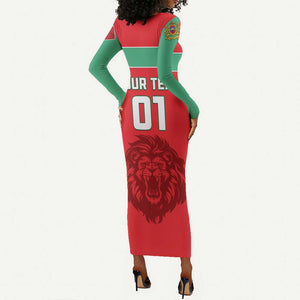 Morocco Football Long Sleeve Bodycon Dress - Go The Atlas Lions