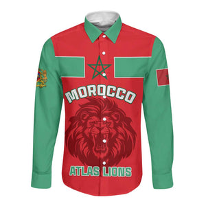 Morocco Football Long Sleeve Button Shirt - Go The Atlas Lions