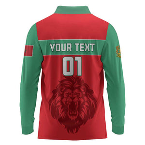 Morocco Football Long Sleeve Polo Shirt - Go The Atlas Lions