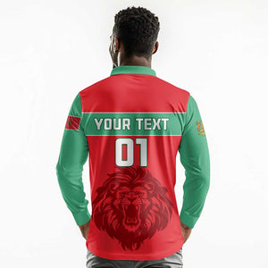 Morocco Football Long Sleeve Polo Shirt - Go The Atlas Lions