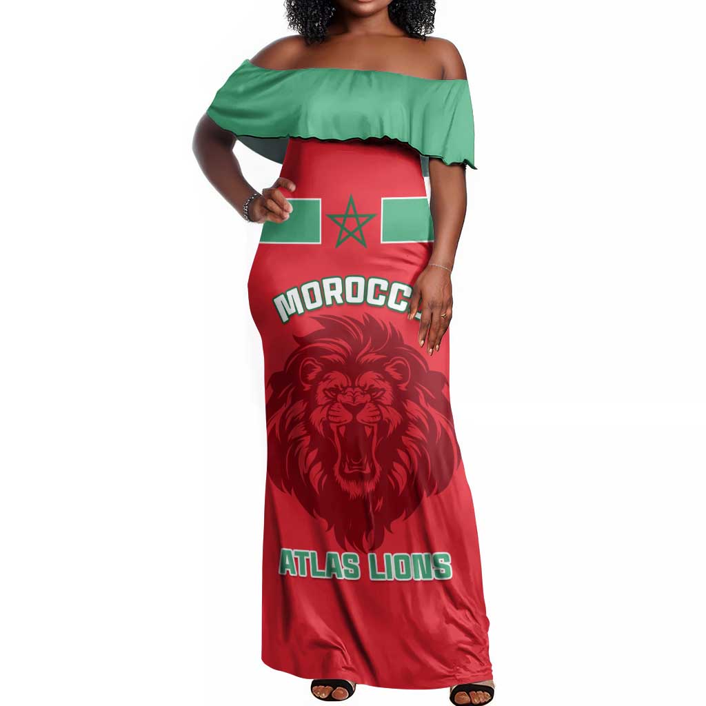 Morocco Football Off Shoulder Maxi Dress - Go The Atlas Lions