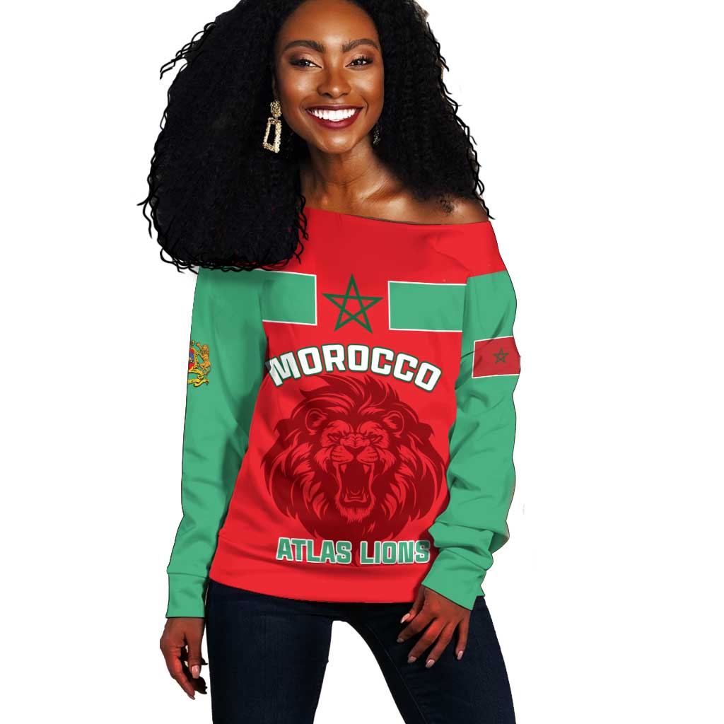 Morocco Football Off Shoulder Sweater - Go The Atlas Lions