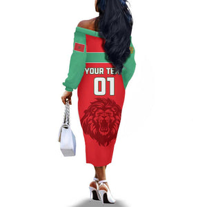 Morocco Football Off The Shoulder Long Sleeve Dress - Go The Atlas Lions