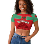 Morocco Football Raglan Cropped T shirt - Go The Atlas Lions