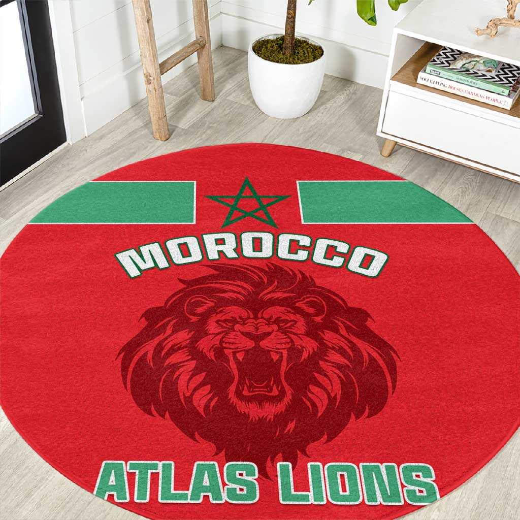 Morocco Football Round Carpet - Go The Atlas Lions