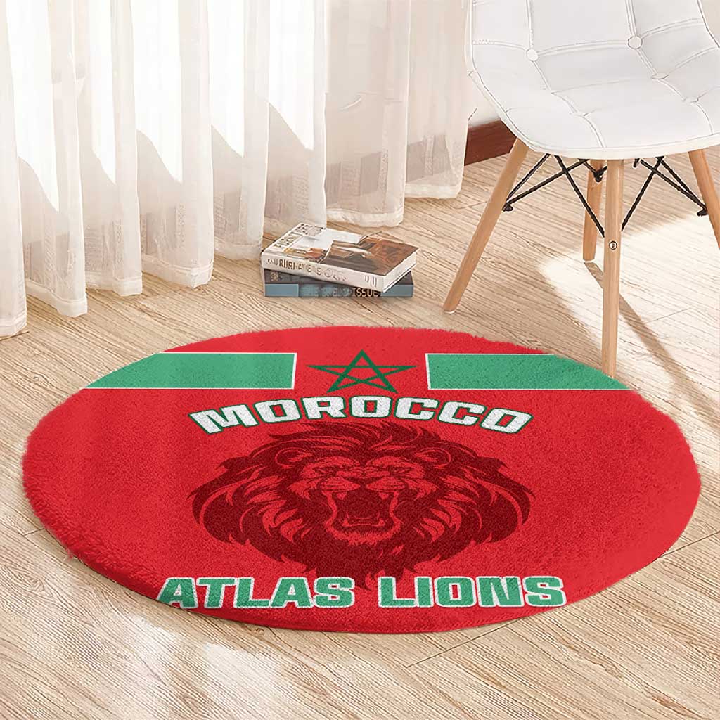 Morocco Football Round Carpet - Go The Atlas Lions