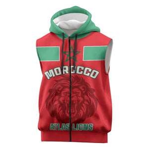Morocco Football Sleeveless Zip Hoodie - Go The Atlas Lions - African Pride