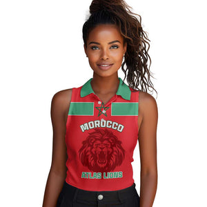 Morocco Football Women Sleeveless Polo Shirt - Go The Atlas Lions